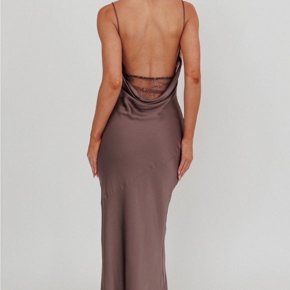 Selfie Leslie- Emmerson Cut-Out Cowl Neck Dress Warm Grey - Picture 2 of 3